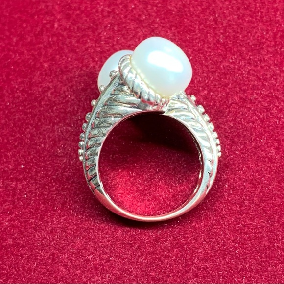 Beautiful Sterling Silver Cultured Freshwater Button Pearl Ring Size 5 - Picture 11 of 14